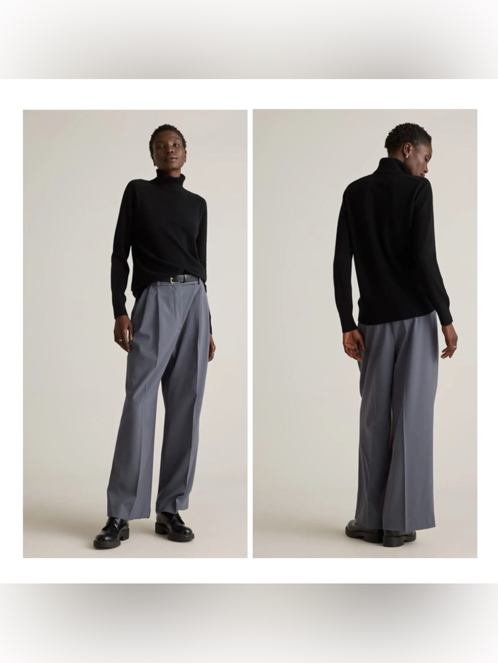 Quince Small Black Mongolian Cashmere Turtleneck Sweater‎ Classic Relaxed Fit